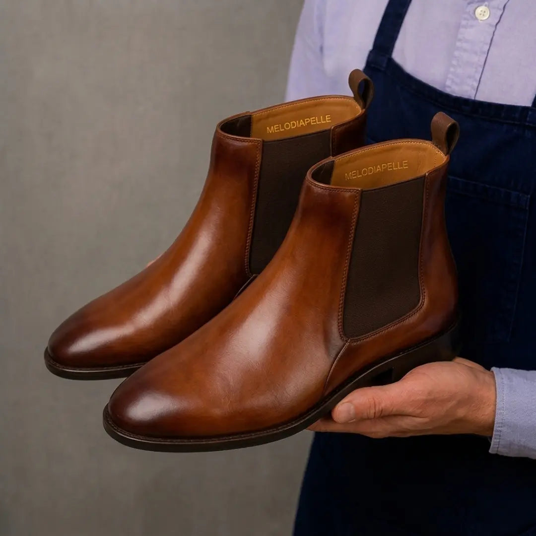 Malacca Chelsea Boot for Men - Goodyear Welted Burnished Leather Boots