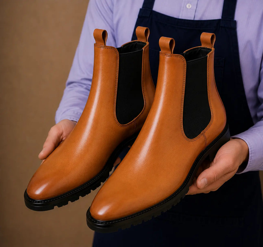 Montrose Patina Chelsea Boot for Men - Lug-Sole Leather Ankle Boots