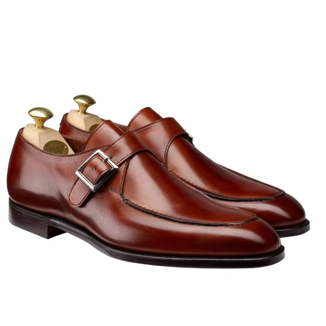 Massa Apron Split-Toe Single Monk Strap for Men - Polished Leather Dress Shoes