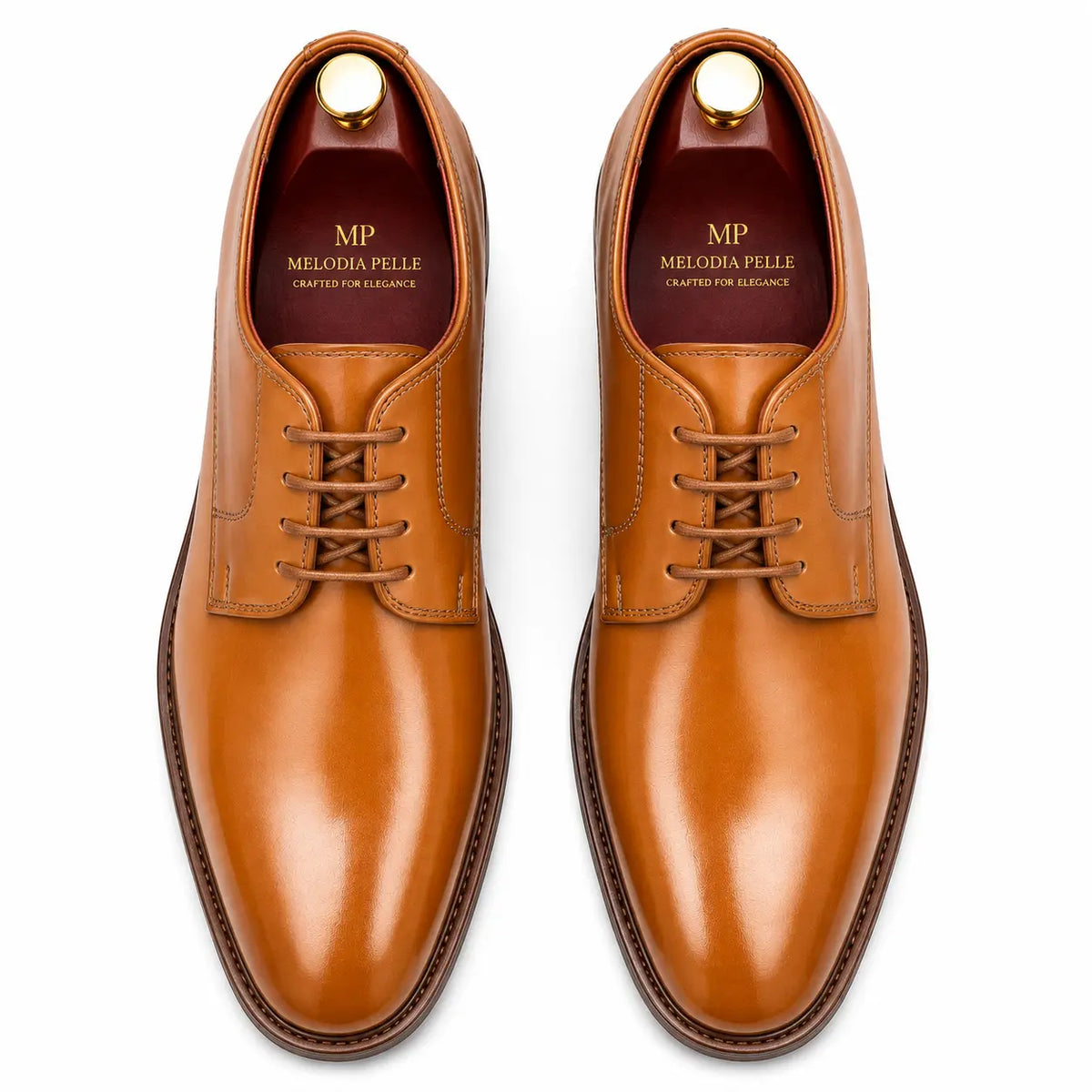 Matera Plain-Toe Derby for Men - Goodyear Welted Mirror-Polish Formal Shoes