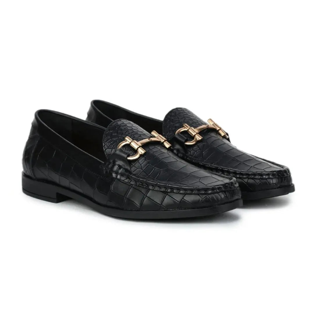 Montemale Croc Moc Horsebit Loafer for Men - Croc-Embossed Horsebit Loafers