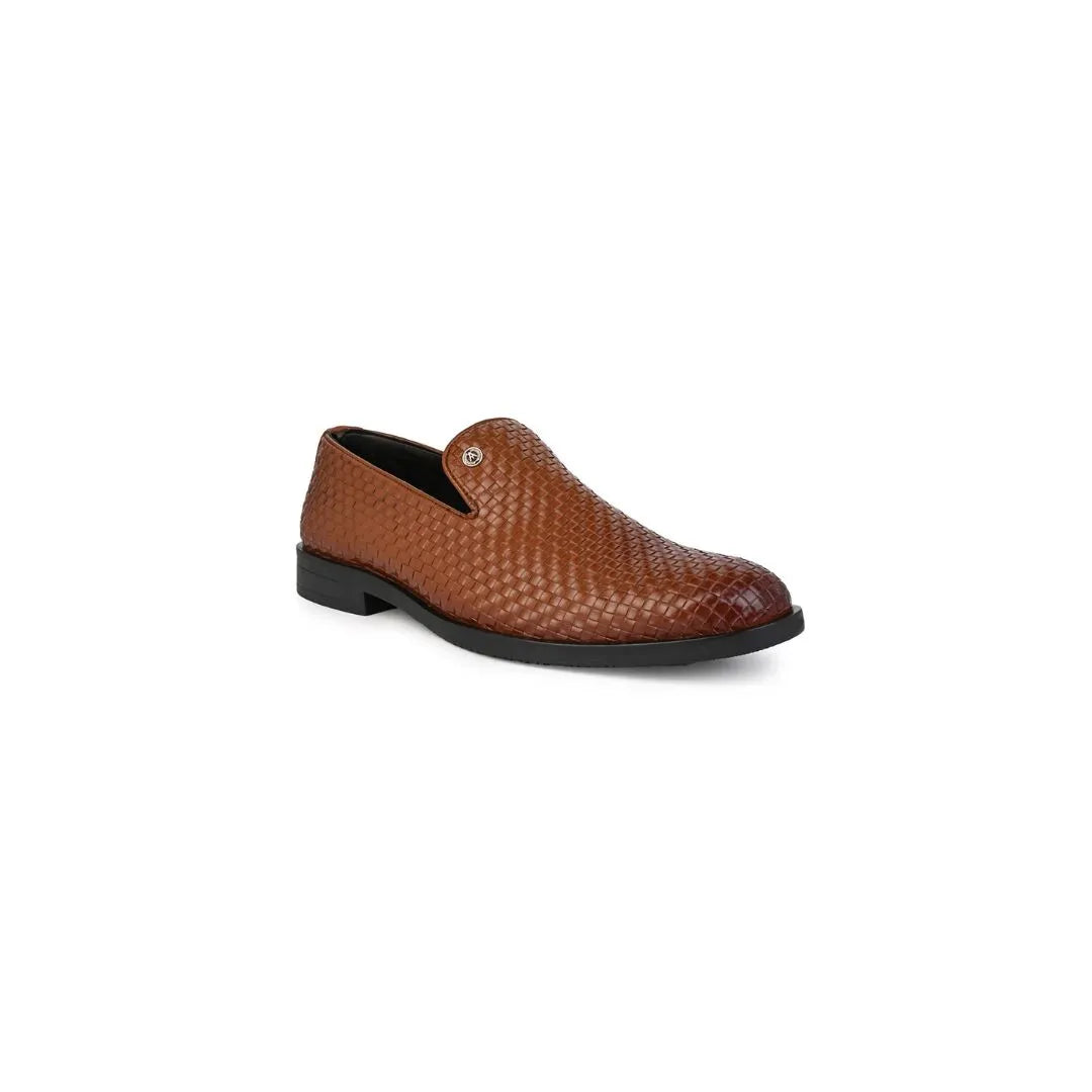 Merlara Woven-Embossed Loafer for Men - Textured Leather Slip-On Loafers