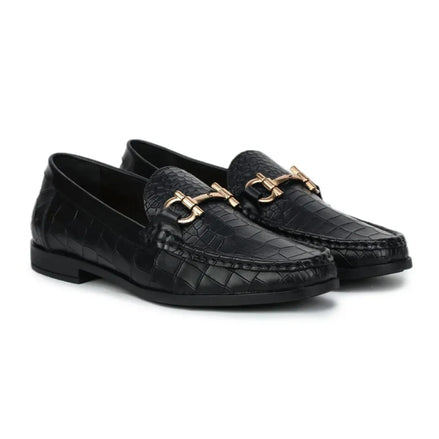 Montemale Croc Moc Horsebit Loafer for Men - Croc-Embossed Horsebit Loafers