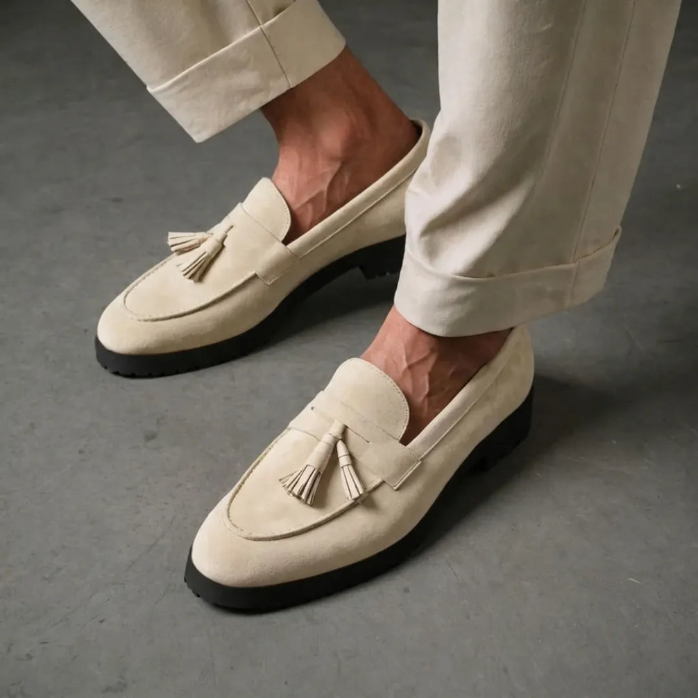 Monastero Suede Lug Tassel Loafer for Men - Chunky Suede Tassel Loafers