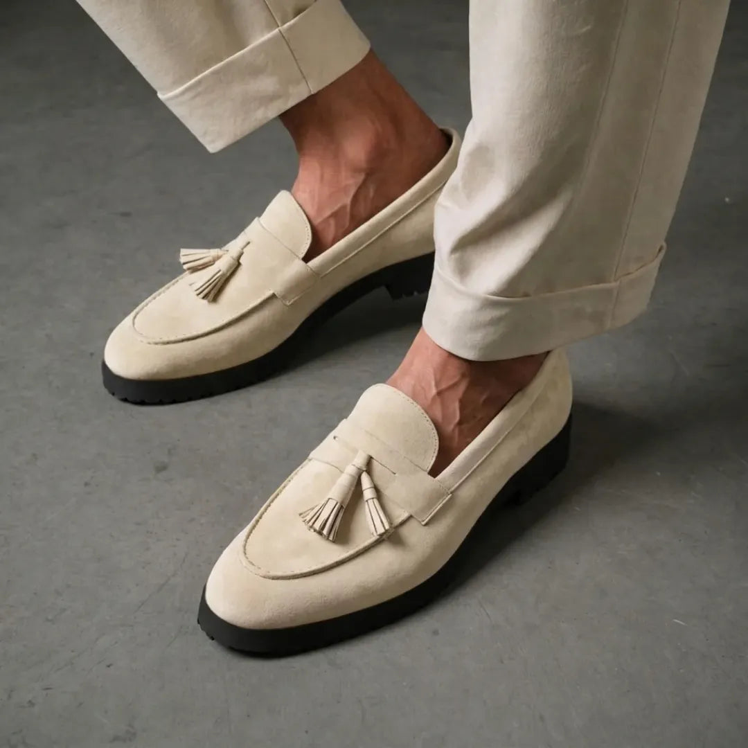 Monastero Suede Lug Tassel Loafer for Men - Chunky Suede Tassel Loafers