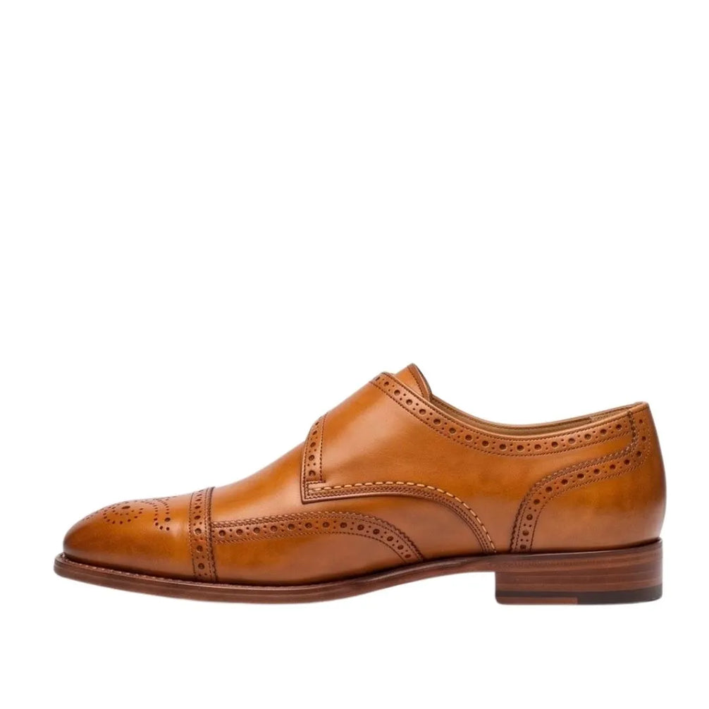 Mezzegra Wingtip Single Monk Single Monk for Men - Brogued Single Monk Strap Shoes