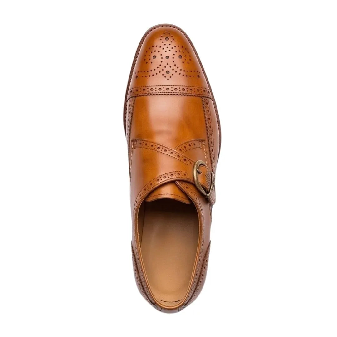 Mezzegra Wingtip Single Monk Single Monk for Men - Brogued Single Monk Strap Shoes