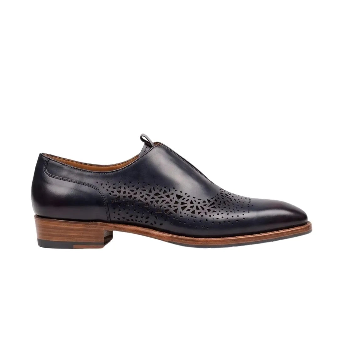 Montorfano Laser-Perforated Slip-On for Men - Laceless Leather Dress Shoes