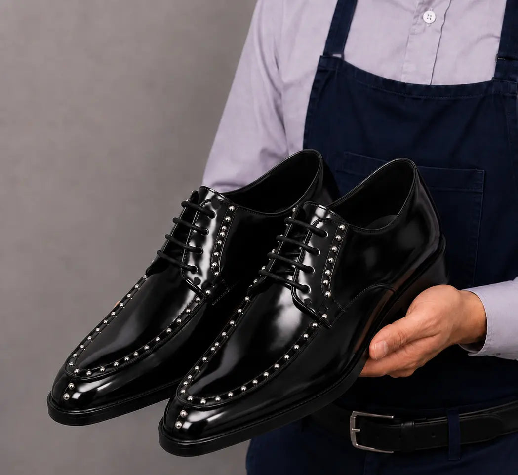 Mortlach Studded Apron Derby for Men - Goodyear Welted Leather Formal Shoes