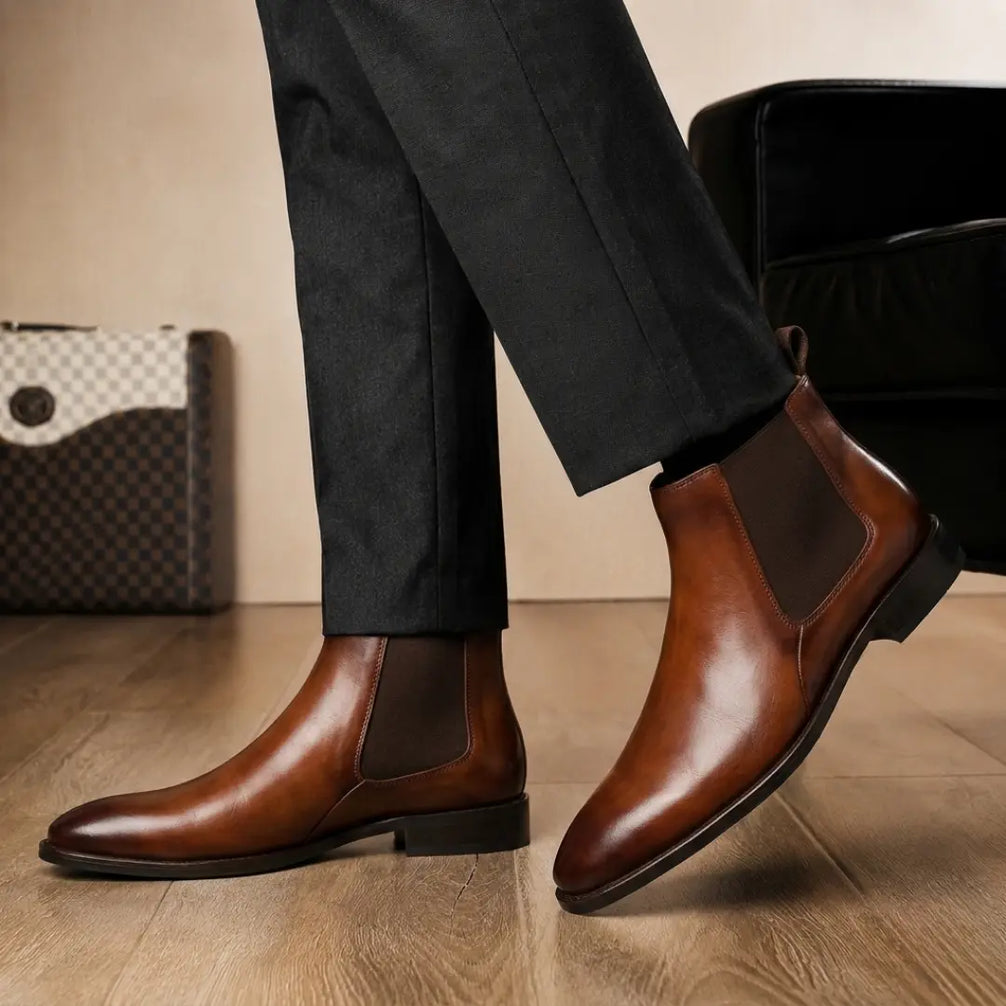 Malacca Chelsea Boot for Men - Goodyear Welted Burnished Leather Boots