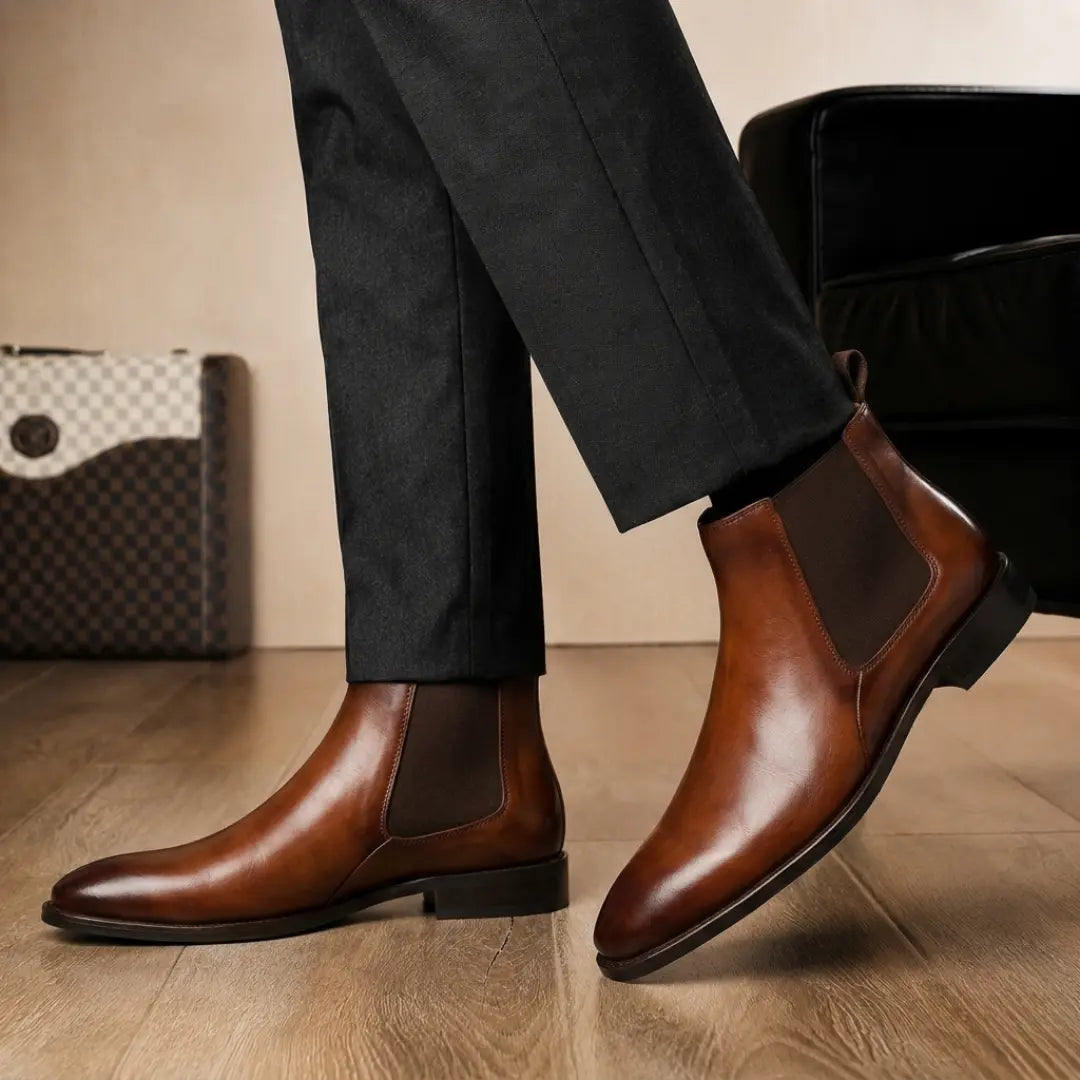 Malacca Chelsea Boot for Men - Goodyear Welted Burnished Leather Boots