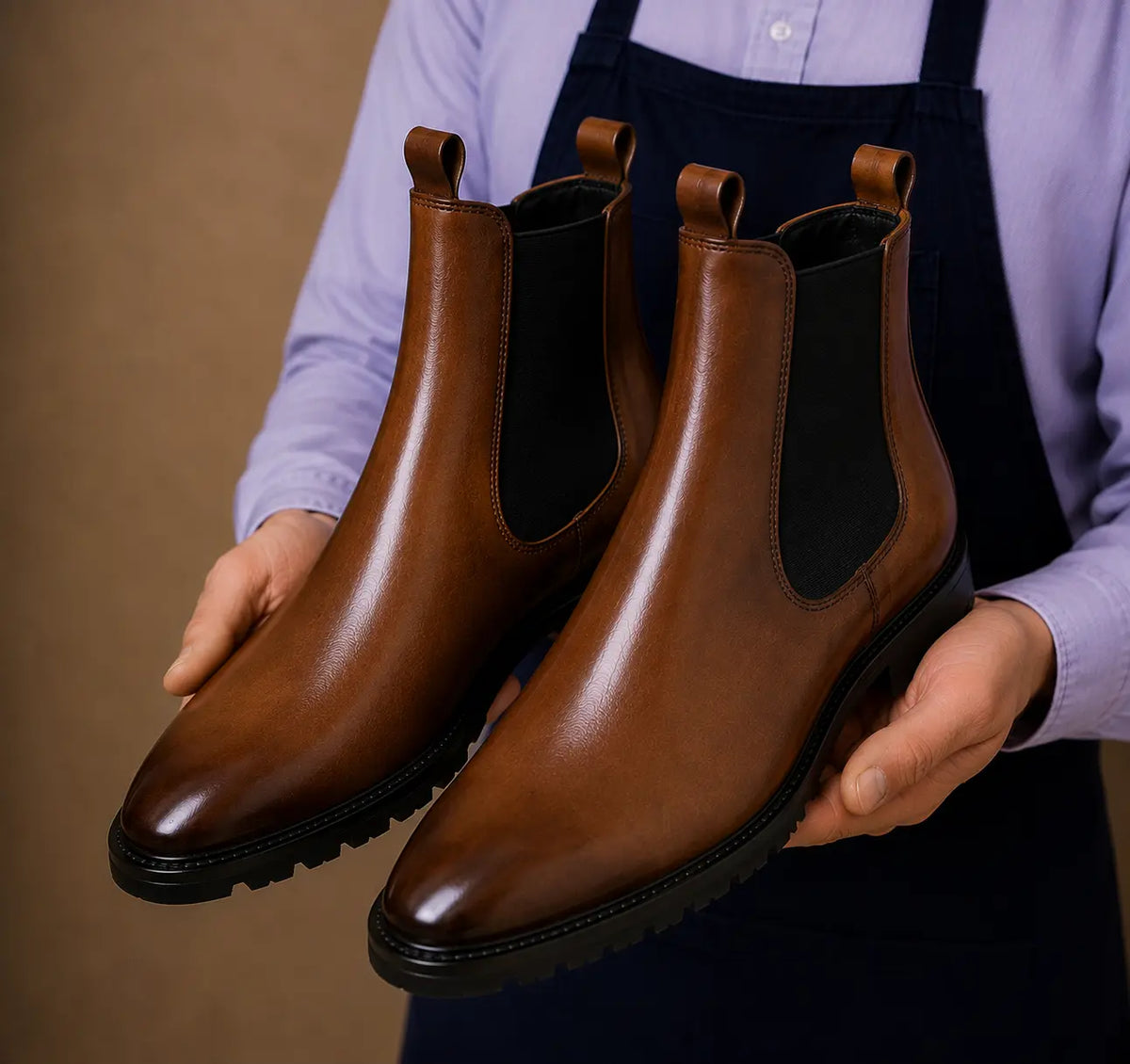 Montrose Patina Chelsea Boot for Men - Lug-Sole Leather Ankle Boots
