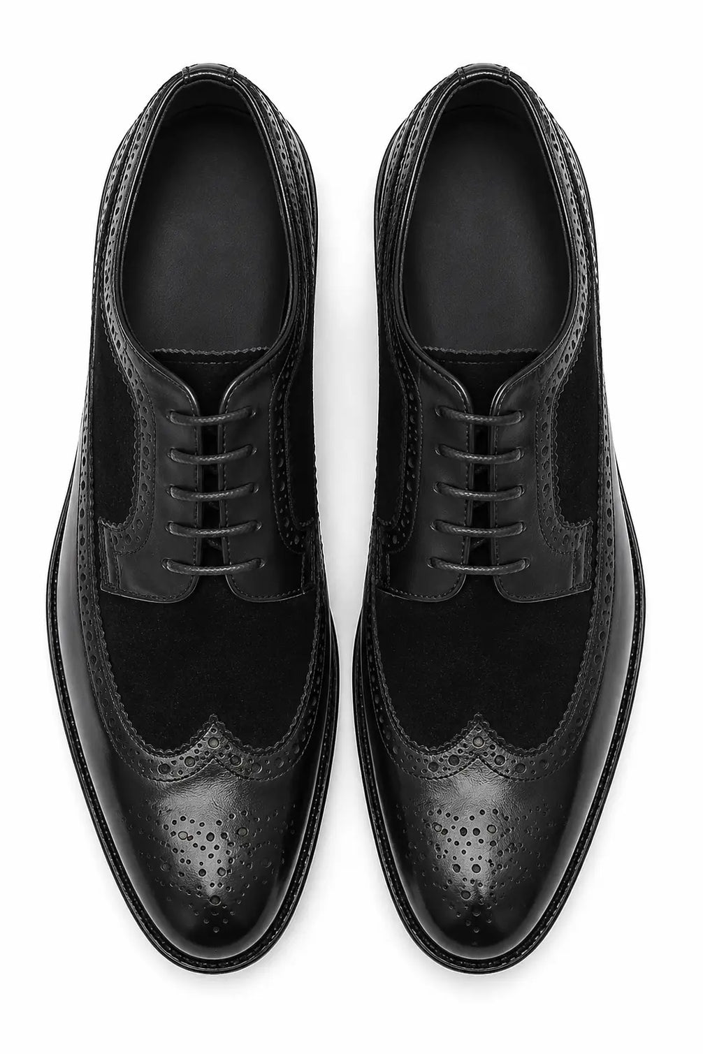 Mosaic Leather & Suede Wingtip Derby for Men - Goodyear Welted Lug-Sole Shoes