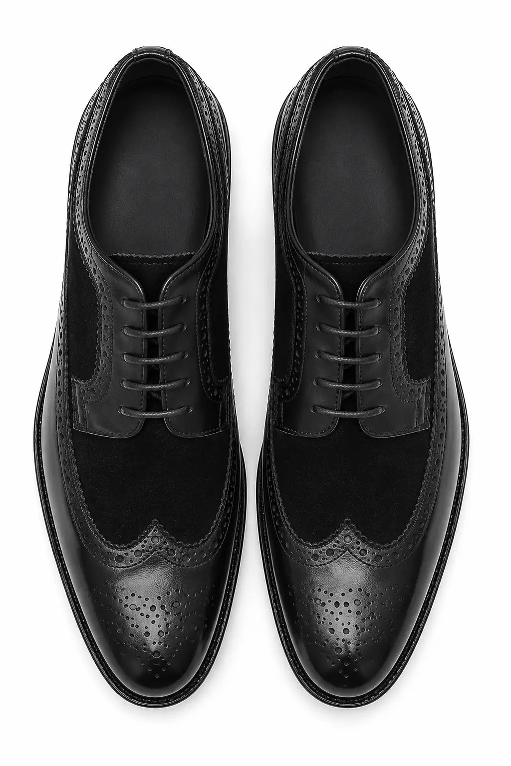 Mosaic Leather & Suede Wingtip Derby for Men - Goodyear Welted Lug-Sole Shoes