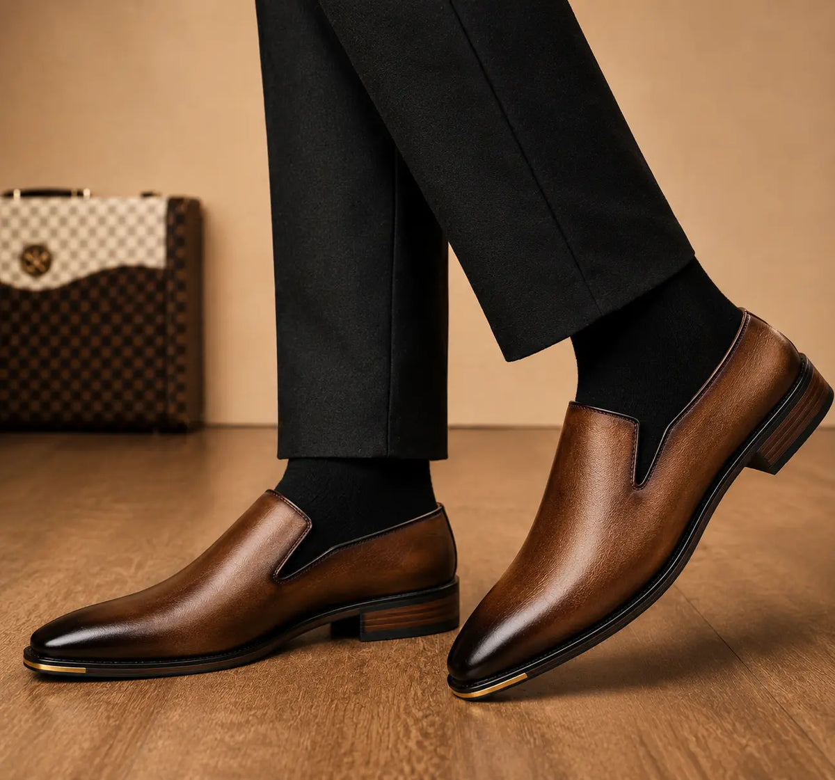 Mantova Burnished Leather Mule for Men - Backless Open-Heel Dress Shoes