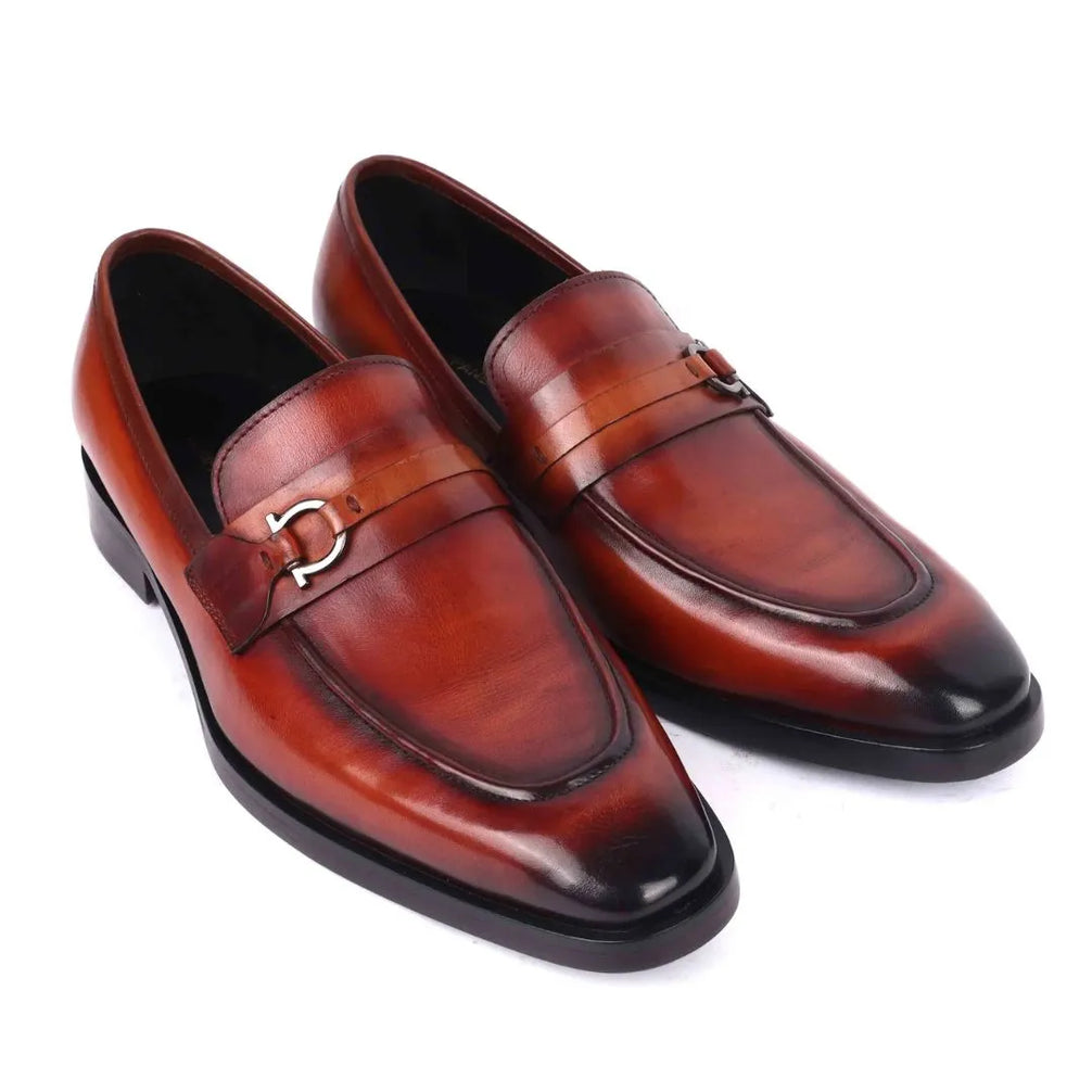 Montemarciano Patina Strap Horsebit Loafer for Men - Hand-Dyed Bit Loafers