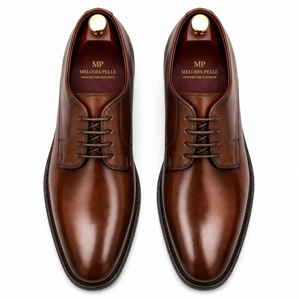 Matera Plain-Toe Derby for Men - Goodyear Welted Mirror-Polish Formal Shoes
