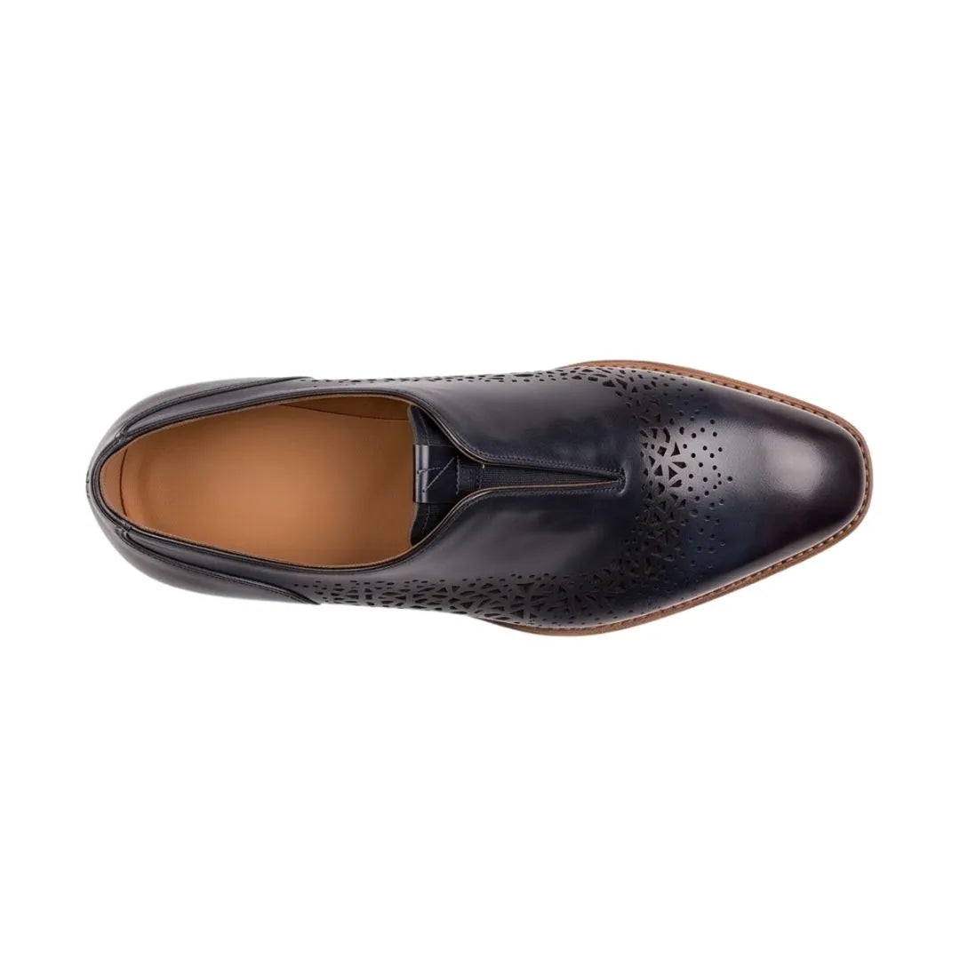 Montorfano Laser-Perforated Slip-On for Men - Laceless Leather Dress Shoes