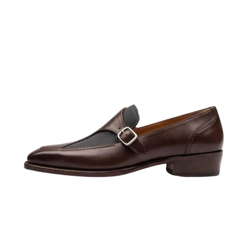 Musso Textured-Panel Monk Single Monk for Men - Two-Texture Monk Strap Shoes