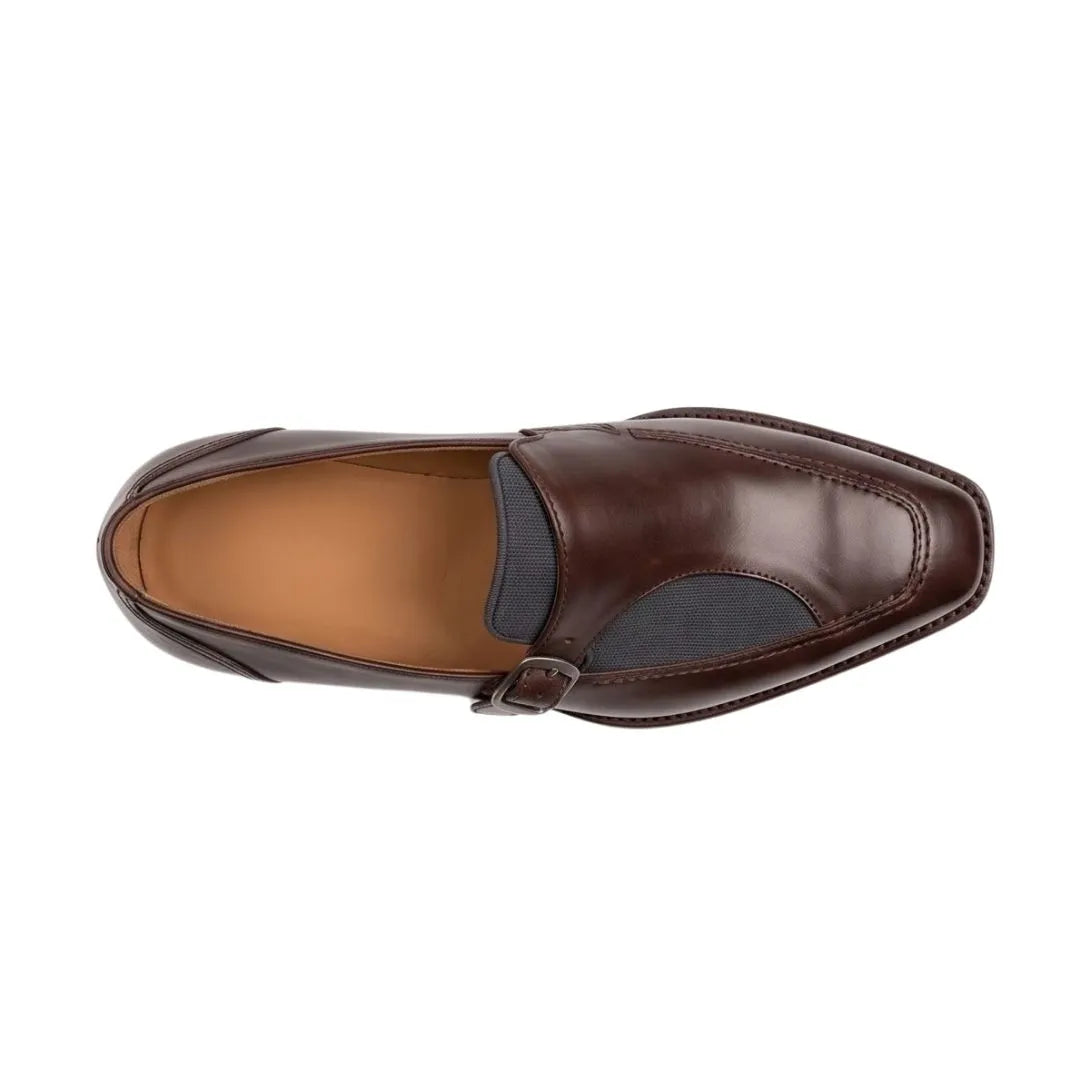 Musso Textured-Panel Monk Single Monk for Men - Two-Texture Monk Strap Shoes