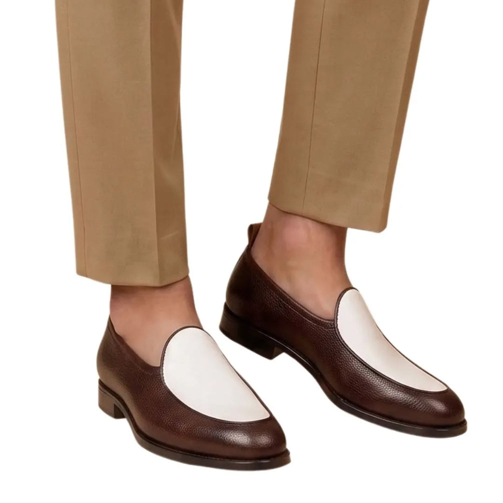 Mariano Two-Tone Venetian Venetian Loafer for Men - Contrast Leather Slip-On Loafers