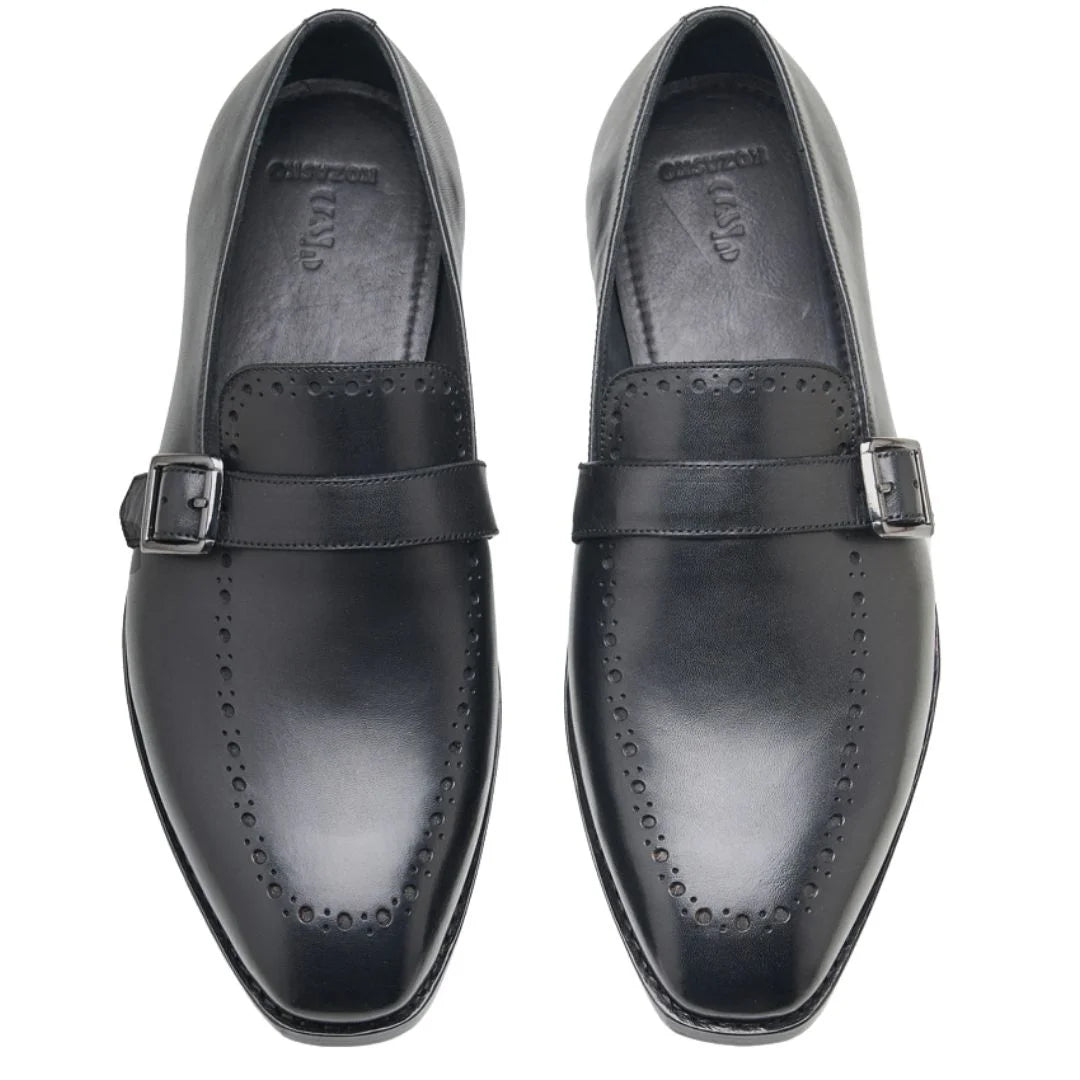Melegnano Perforated-Apron Single Monk Strap for Men - Brogued Leather Dress Shoes