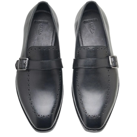 Melegnano Perforated-Apron Single Monk Strap for Men - Brogued Leather Dress Shoes