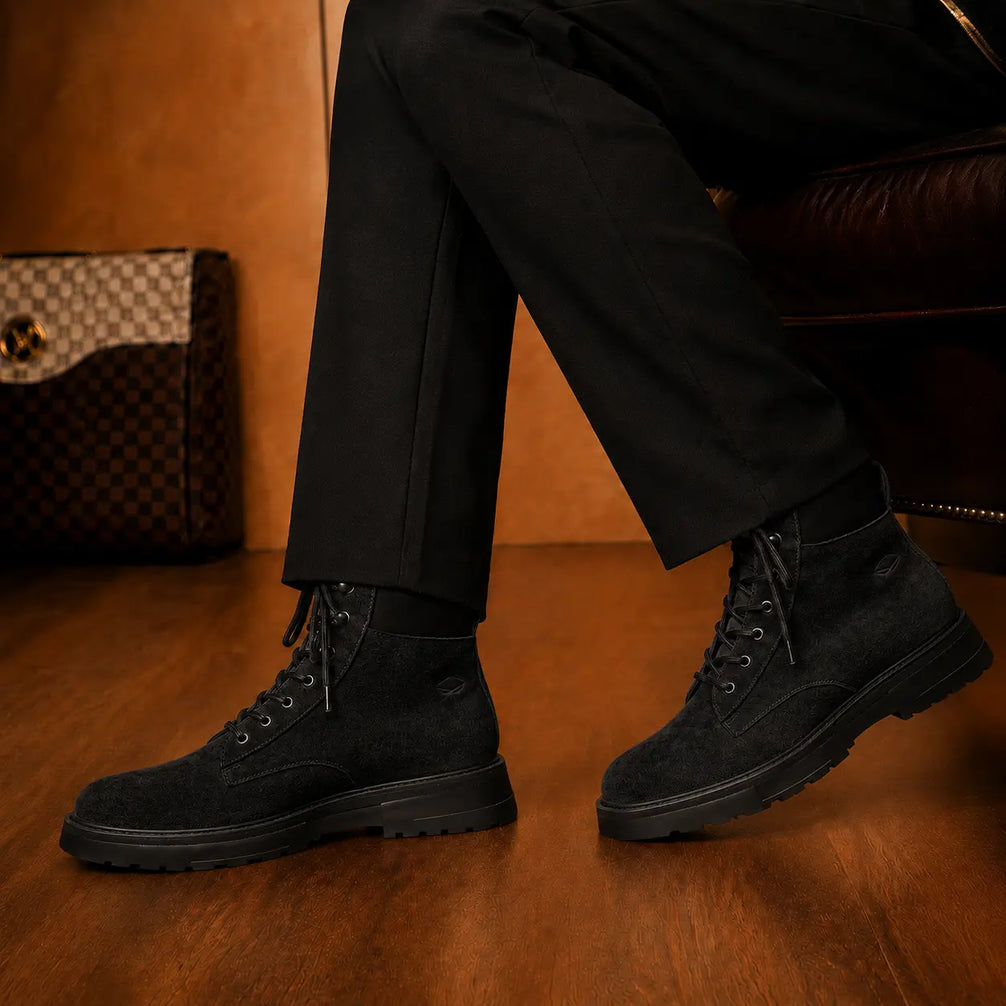 Mojave Suede Combat Boot for Men - Lug-Sole Lace-Up Leather Boots
