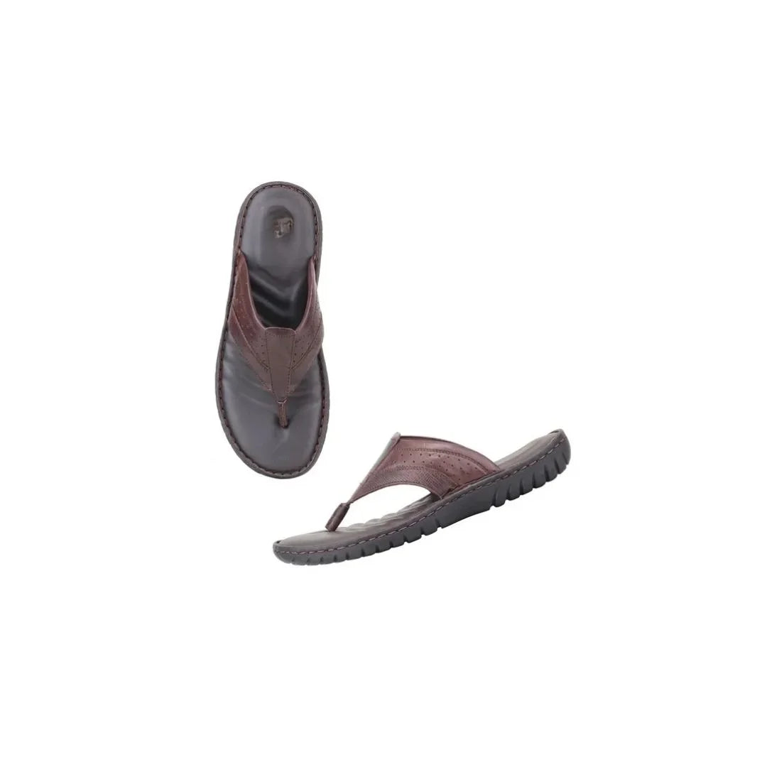 Montargil Textured Thong Flip-Flop for Men - Cushioned Leather Flip-Flops