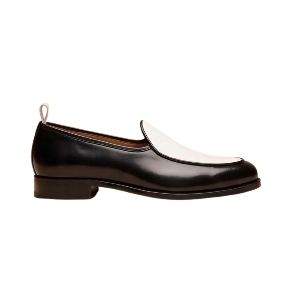 Monguzzo Contrast-Vamp Venetian Venetian Loafer for Men - Two-Tone Slip-On Loafers