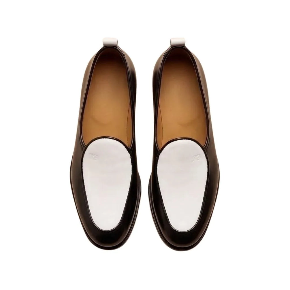 Monguzzo Contrast-Vamp Venetian Venetian Loafer for Men - Two-Tone Slip-On Loafers