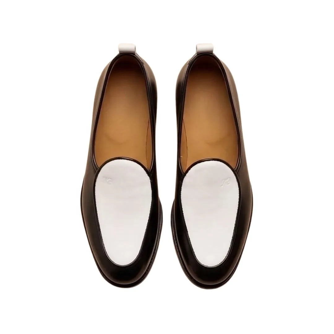 Monguzzo Contrast-Vamp Venetian Venetian Loafer for Men - Two-Tone Slip-On Loafers