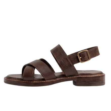 Mondonio Deep-Tone Cross-Strap Sandal for Men - Back-Strap Leather Sandals