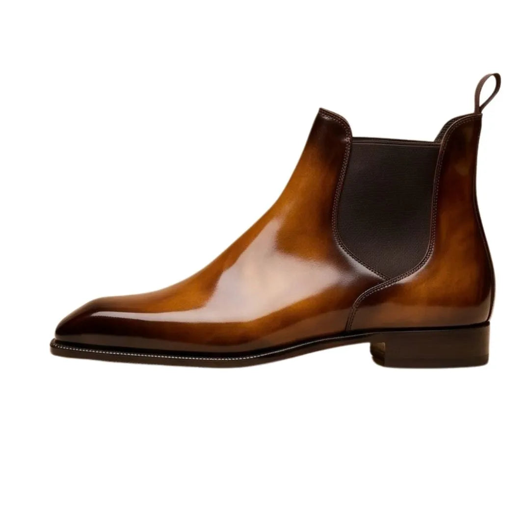 Mercallo Warm Patina Chelsea Chelsea Boot for Men - Hand-Painted Chelsea Boots