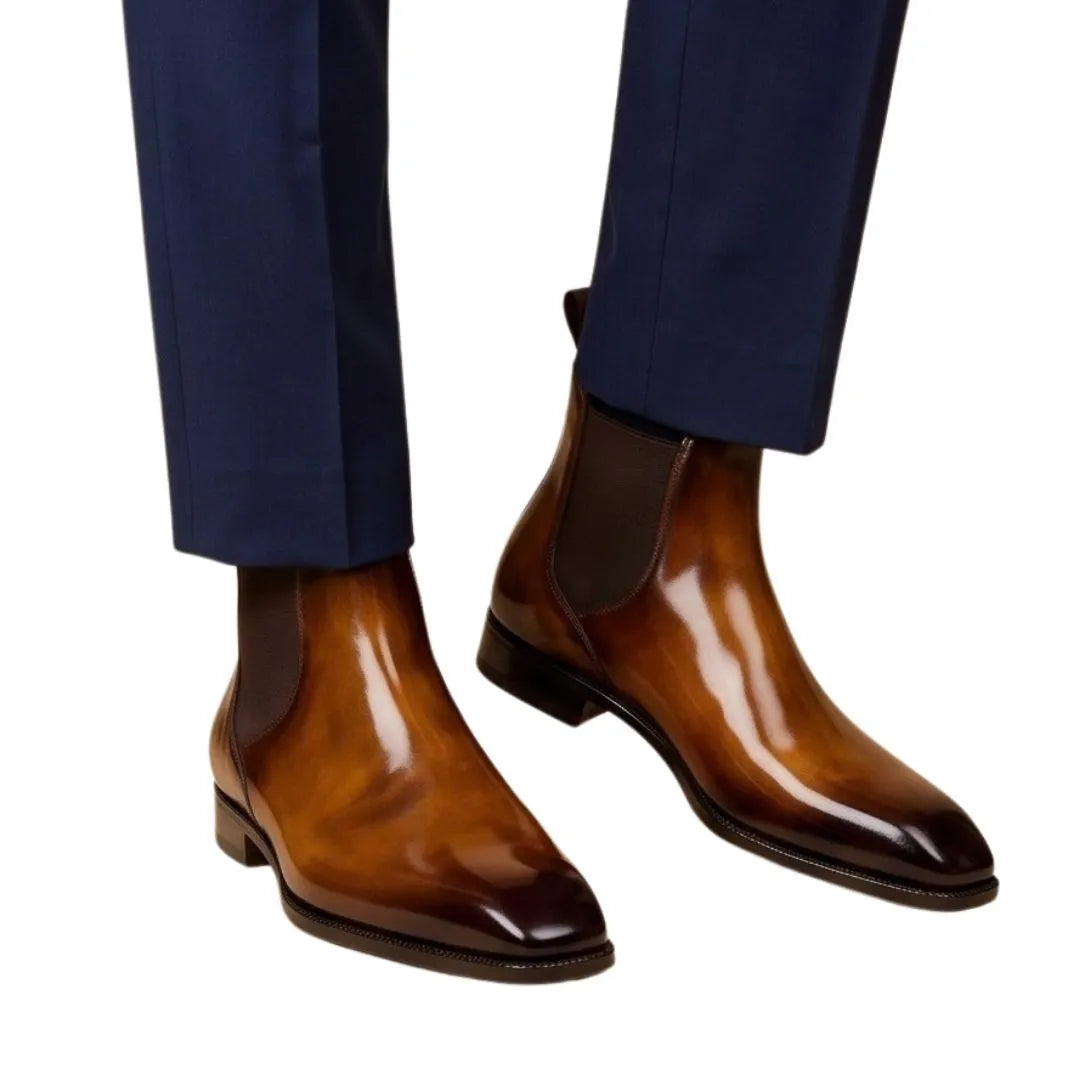 Mercallo Warm Patina Chelsea Chelsea Boot for Men - Hand-Painted Chelsea Boots
