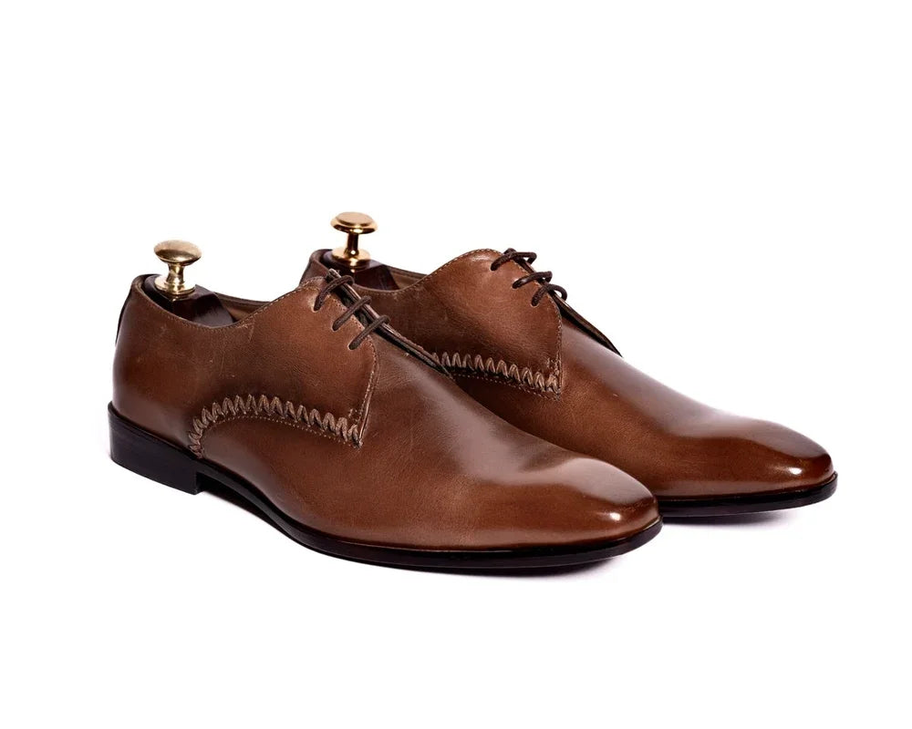 Molazzana Zig-Zag Stitched Derby for Men - Hand-Stitched Leather Dress Shoes