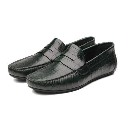 Maltignano Croc Driver Penny Loafer for Men - Croc-Embossed Penny Driving Loafers