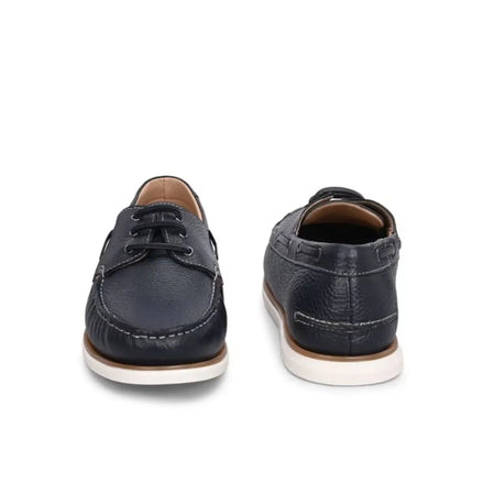 Mendata Pebble Lace-Up Boat Shoe for Men - Leather Boat Shoes