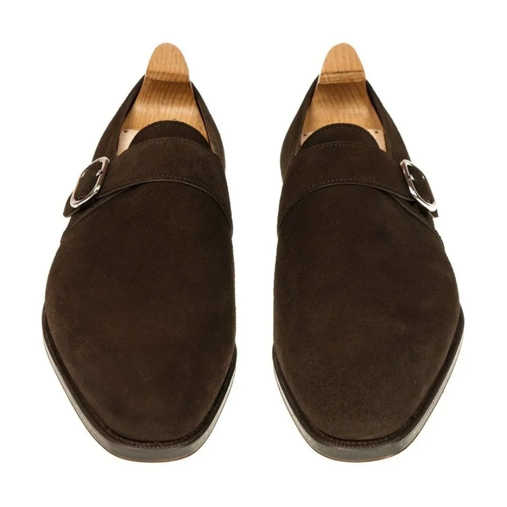 Merano Suede Plain-Toe Single Monk Strap for Men - Soft Suede Dress Shoes