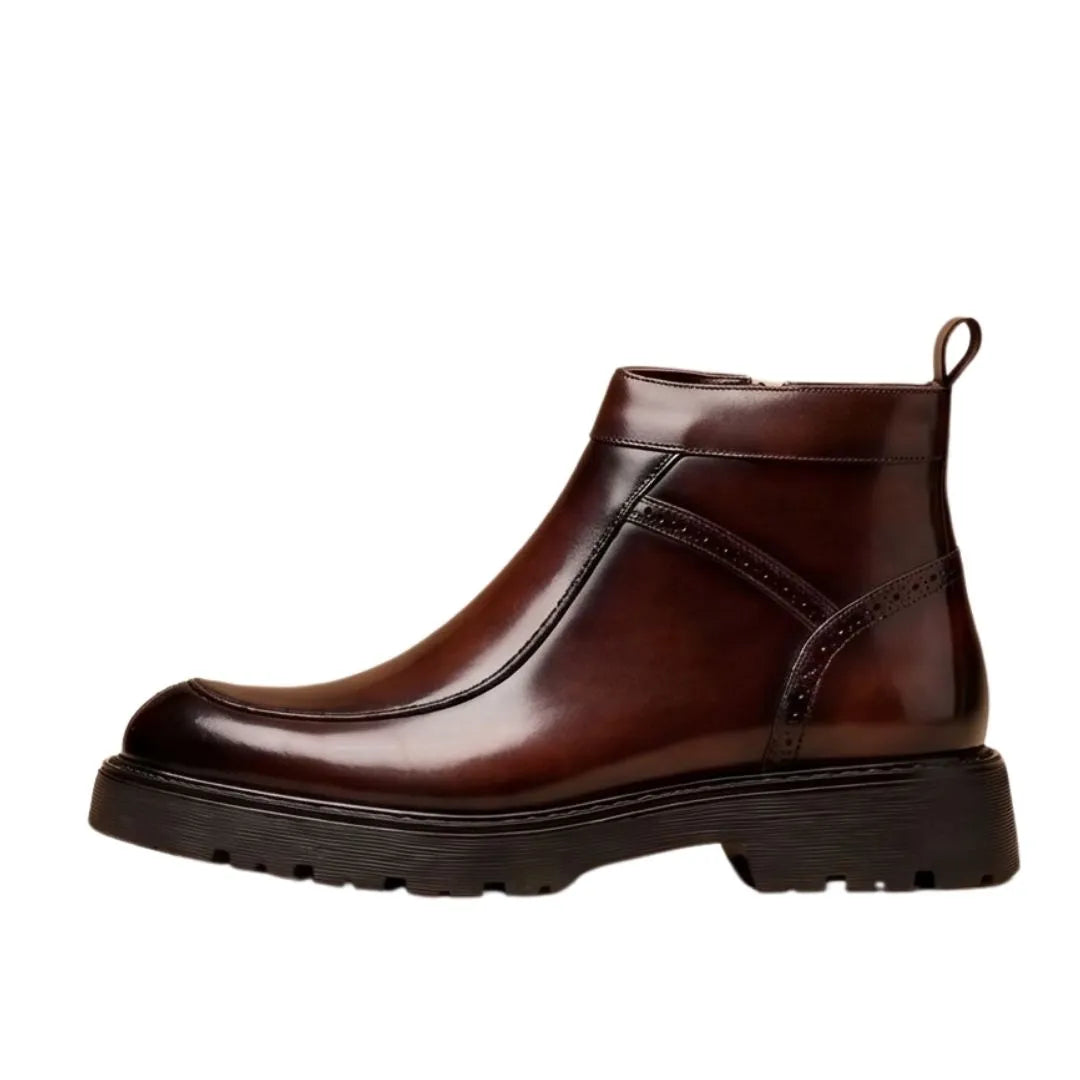 Masciago Strap Zip Lug Zip Boot for Men - Buckled Zip Boots