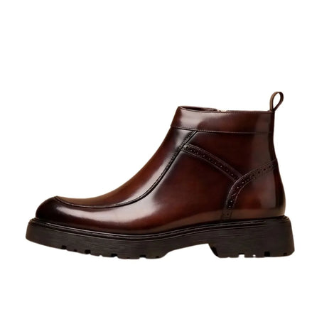 Masciago Strap Zip Lug Zip Boot for Men - Buckled Zip Boots