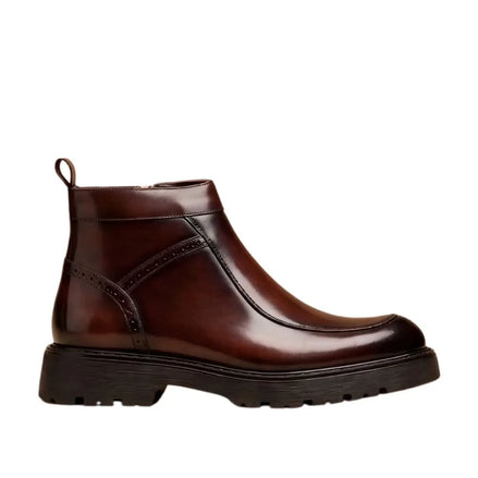 Masciago Strap Zip Lug Zip Boot for Men - Buckled Zip Boots