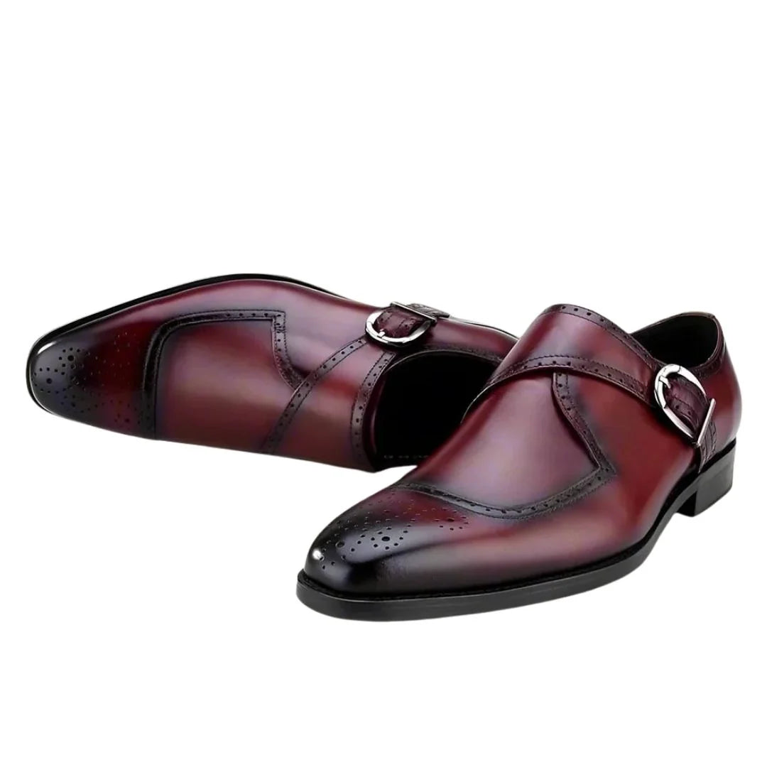 Messina Full-Brogue Wingtip Single Monk Strap for Men - Leather Party & Office Shoes