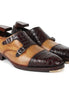 Megeve Croc-Cap Two-Tone Double Monk Strap for Men - Two-Material Leather Dress Shoes