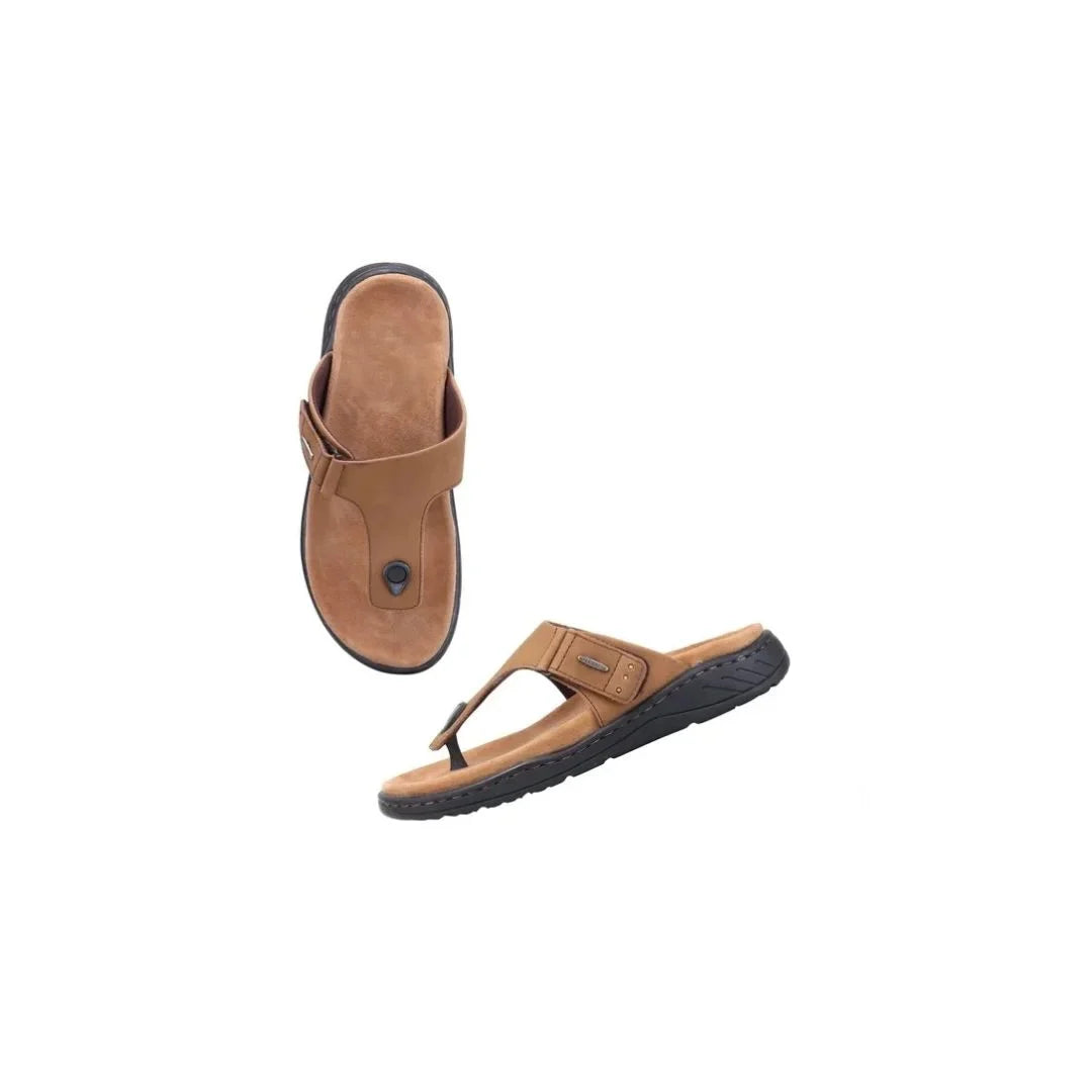 Megalochori Velcro Thong Flip-Flop for Men - Adjustable Leather Flip-Flops