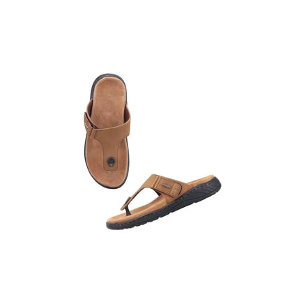 Megalochori Velcro Thong Flip-Flop for Men - Adjustable Leather Flip-Flops