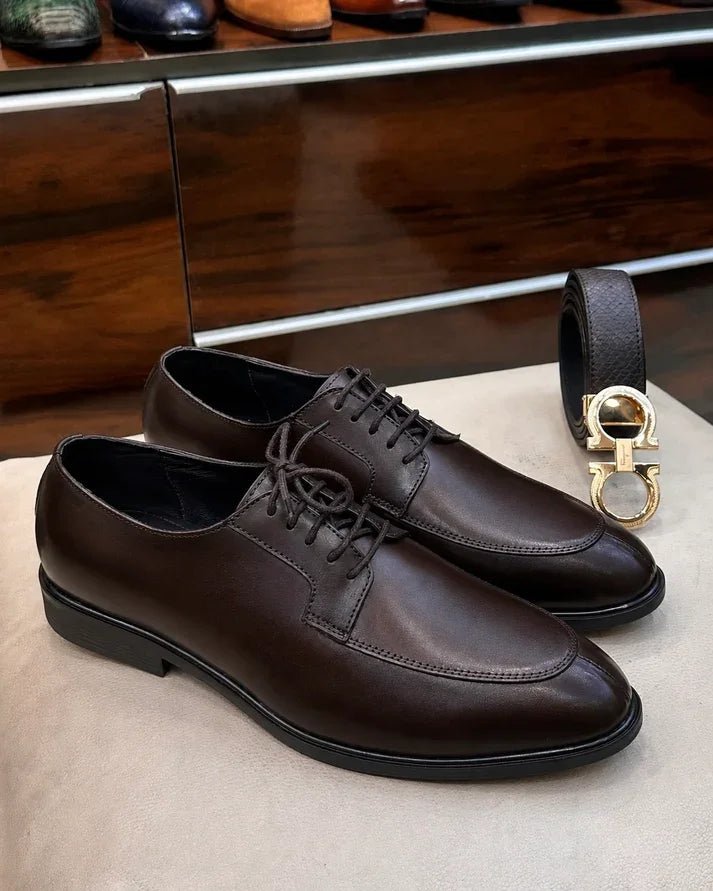Moimacco Dark Apron Split-Toe Derby for Men - Everyday Leather Office Shoes