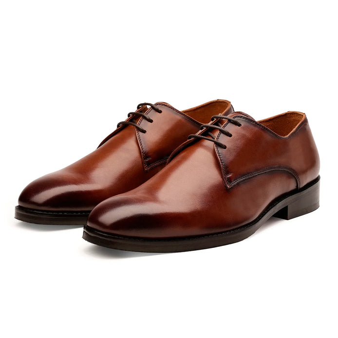 Mogliano Gradient Plain-Toe Derby for Men - Burnished Leather Formal Shoes