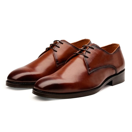 Mogliano Gradient Plain-Toe Derby for Men - Burnished Leather Formal Shoes