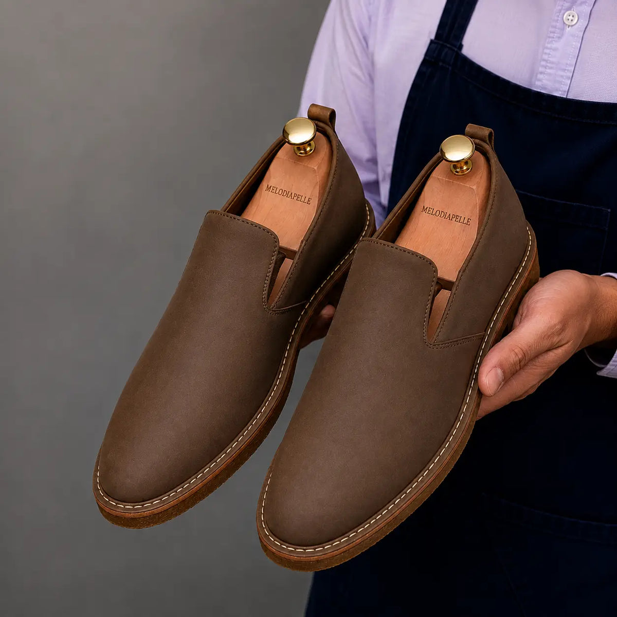Moscow Opera Slip-On for Men - Nubuck Crepe-Sole Laceless Shoes